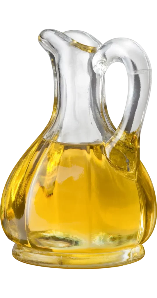 Botella de cristal con aceite de oliva